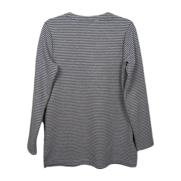DULUTH TRADING CO Grey Black Stripe Ponte Pro Tunic Long Sleeve Women's XS - Picture 3 of 6